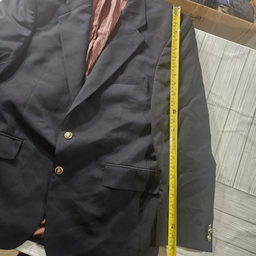Alexandre London Blazer Mens 44R Navy Wool Gold Crest Buttons Savile‎ Row